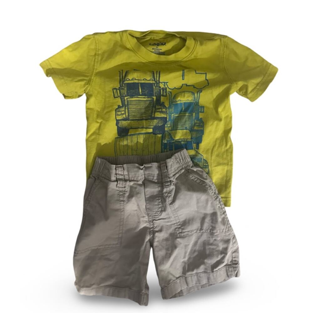 Circo Boys 2 Piece Outfit 3T Truck Graphic Shirt & Shorts Set